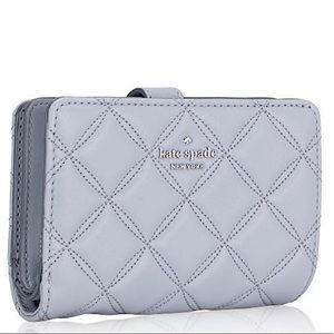 Kate Spade Authentic Natalia Medium Compact Bifold Wallet Brushed Steel
